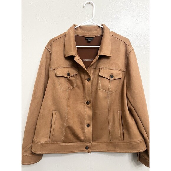 J. Jill Jackets & Blazers - J.JILL Wearever Collection Luxe Faux Suede Jacket Button Front Pockets Size 2X